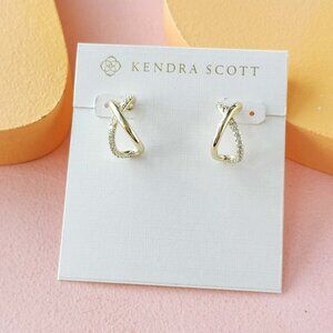 Kendra Scott - Annie Infinity White Crystal Gold Huggie Earrings